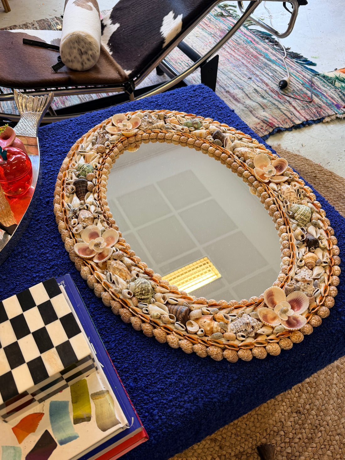mid century shell mirror