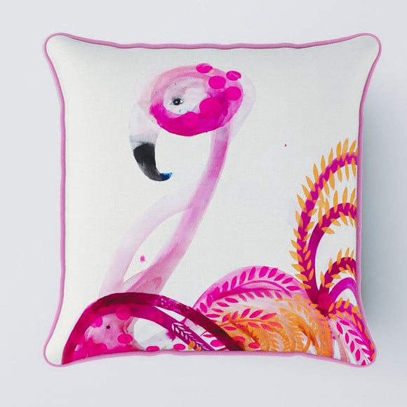 Fern The Flamingo Cushion-JessieBreakwell-Jessie Breakwell Gallery