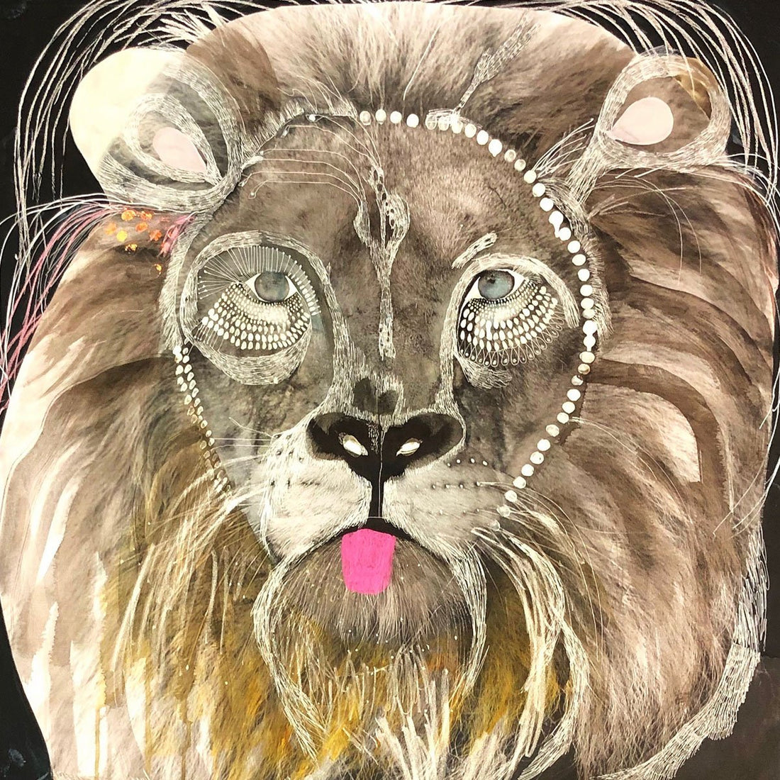 I Am King With Pink Tongue - Original-JessieBreakwell-Jessie Breakwell Gallery